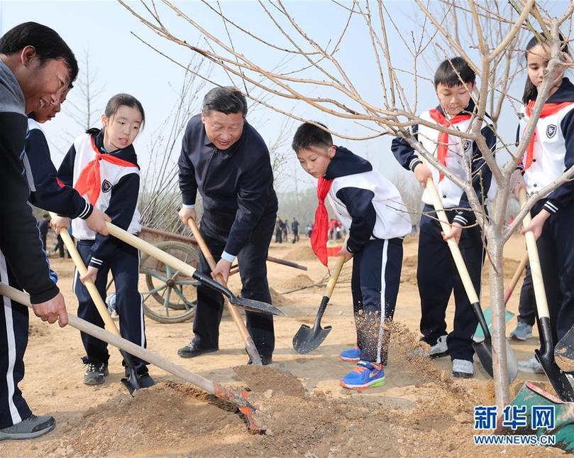 （時(shí)政）黨和國家領(lǐng)導(dǎo)人參加首都義務(wù)植樹活動(dòng)